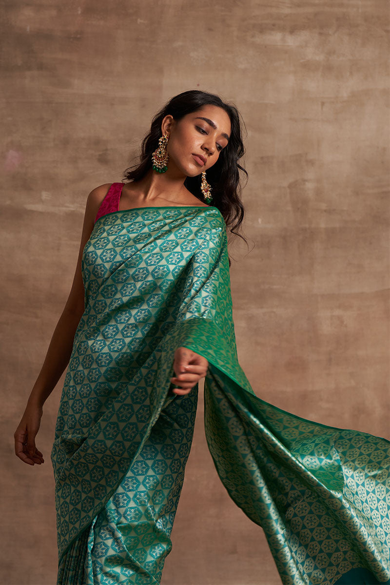 Self Jaal Pure Silk saree