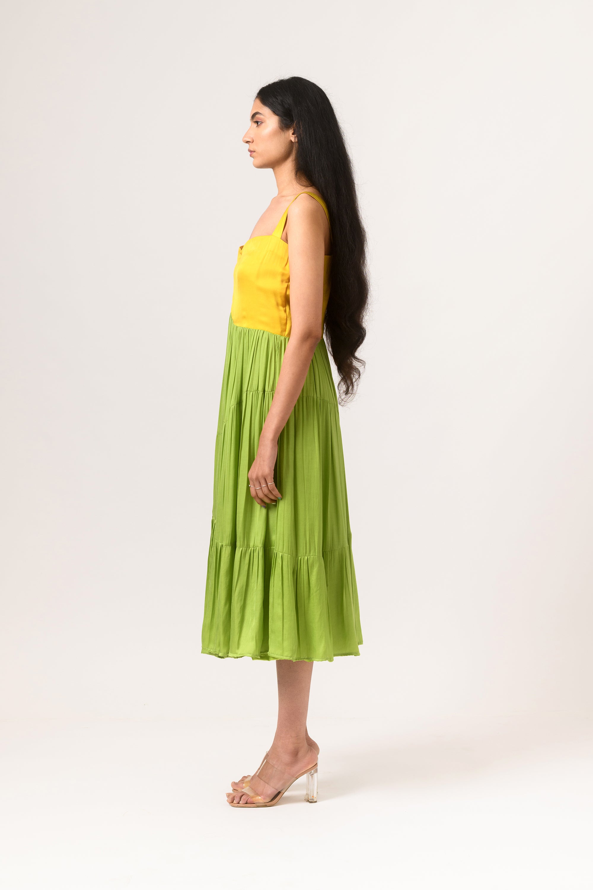 asymmetrical gather dress
