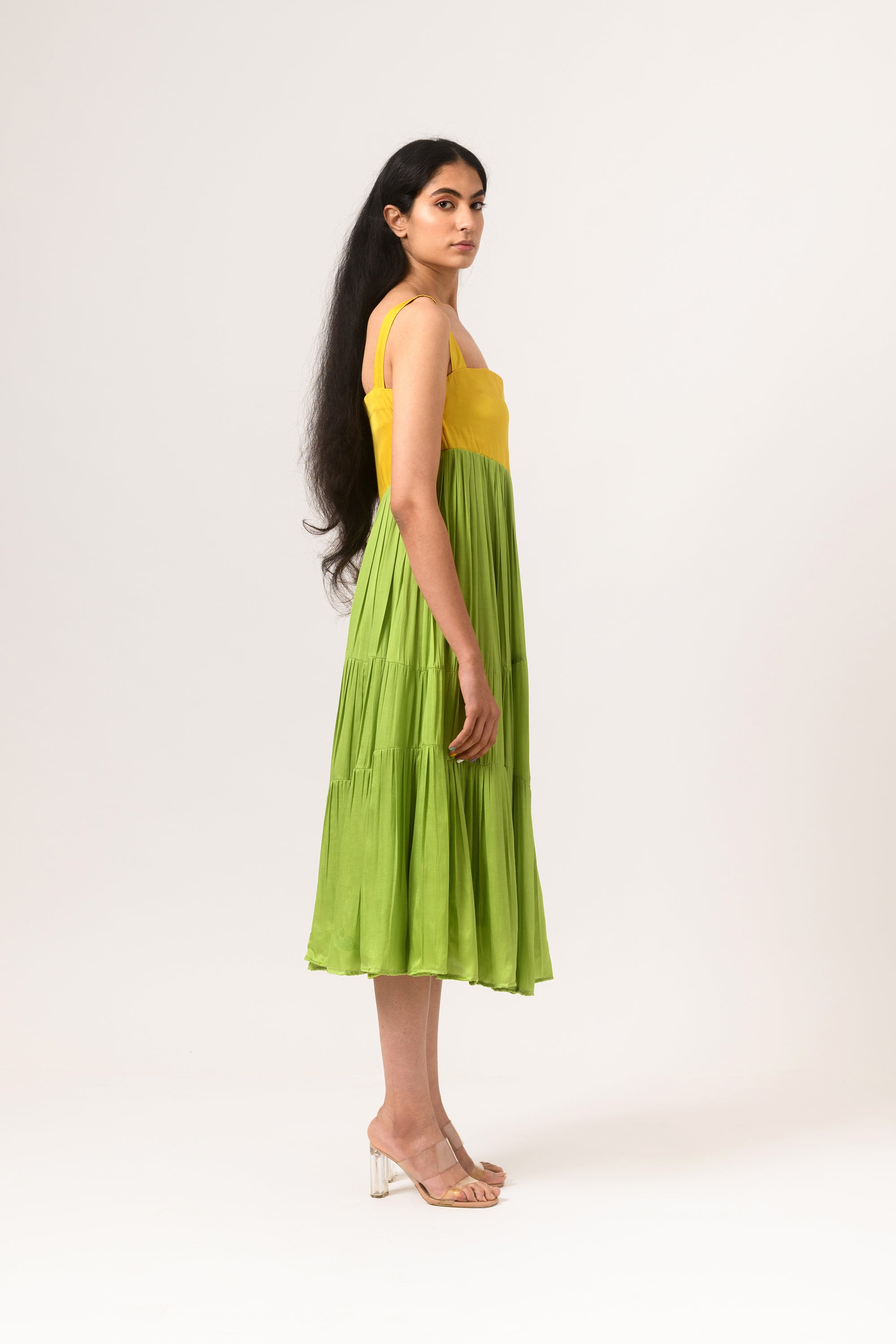 asymmetrical gather dress