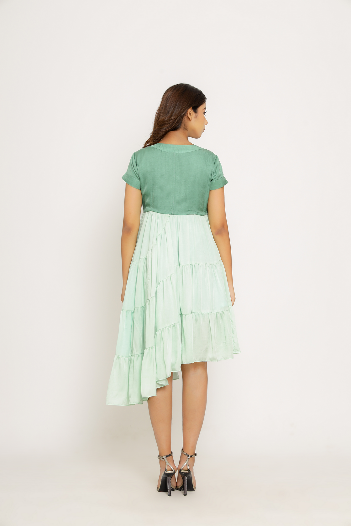 green asymmetrical dress