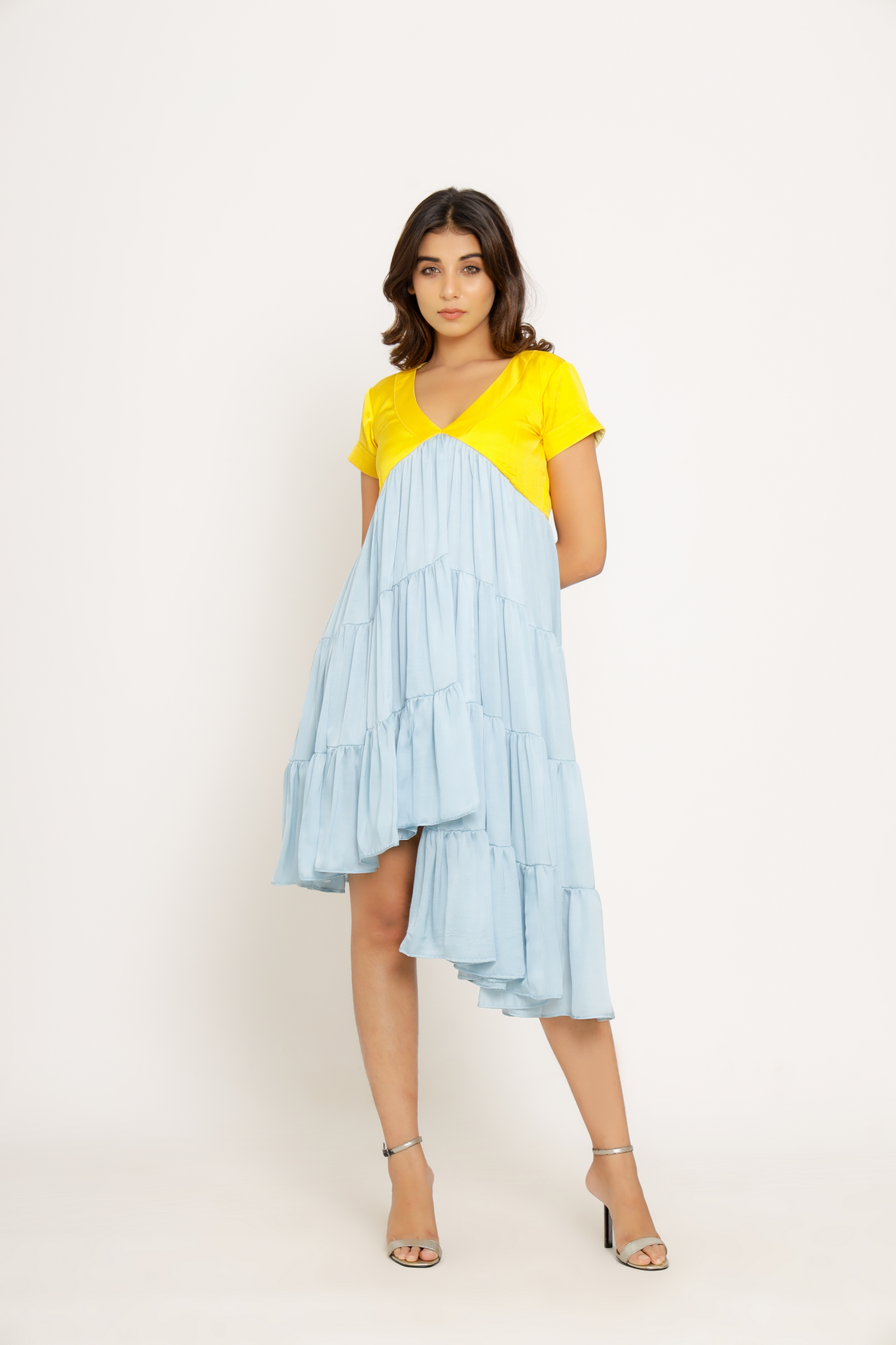 blue asymmetrical dress