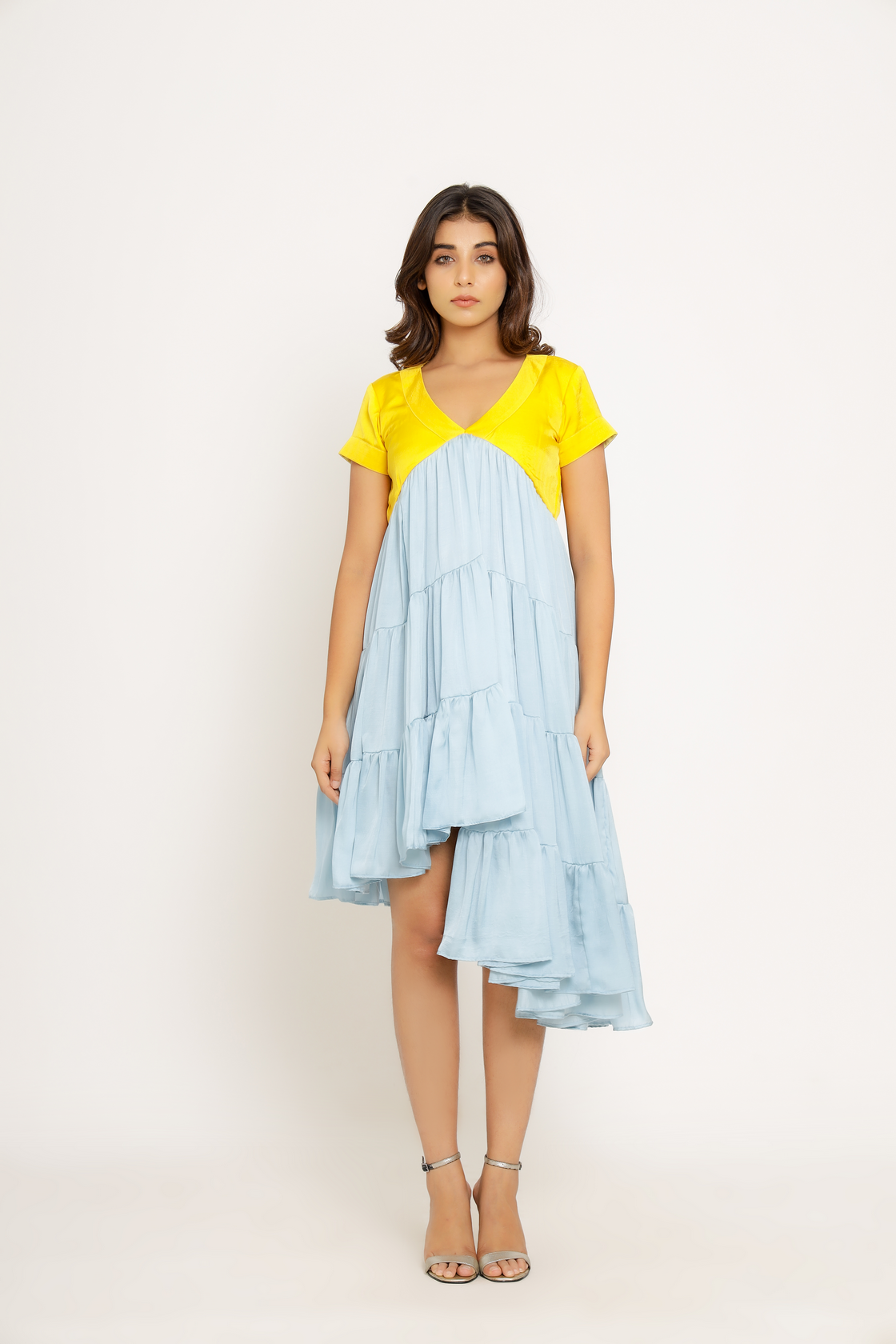 blue asymmetrical dress