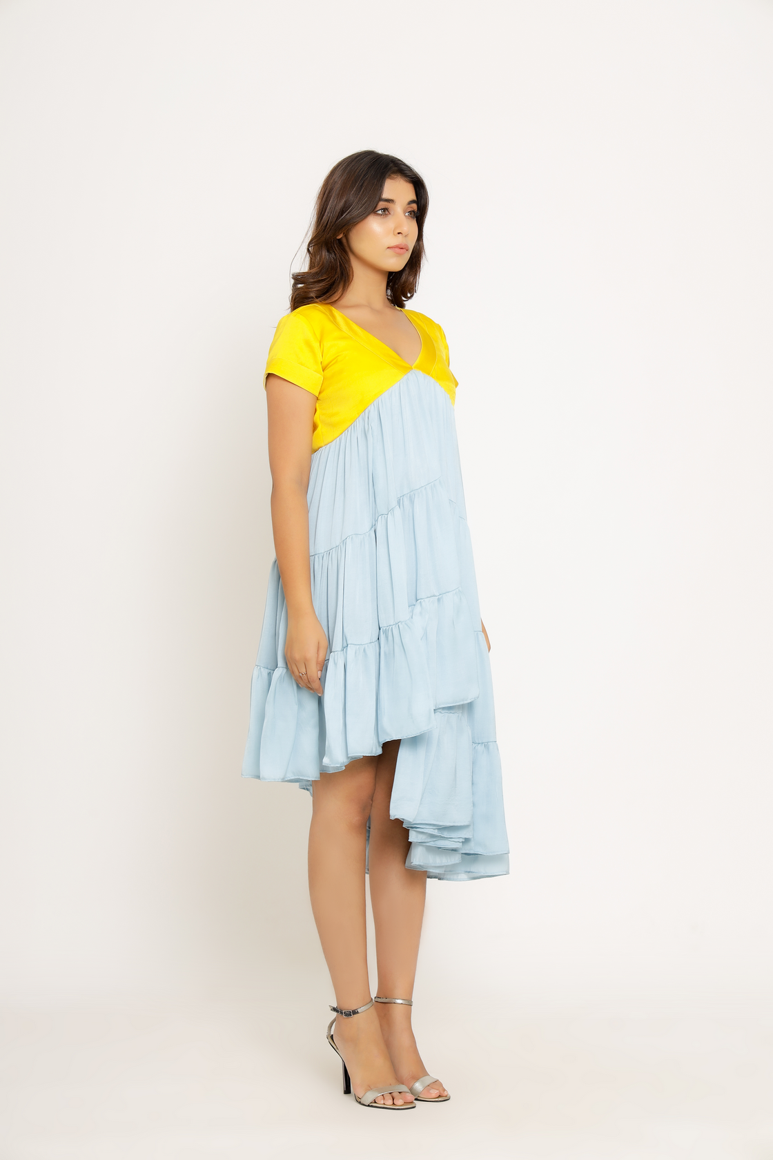 blue asymmetrical dress