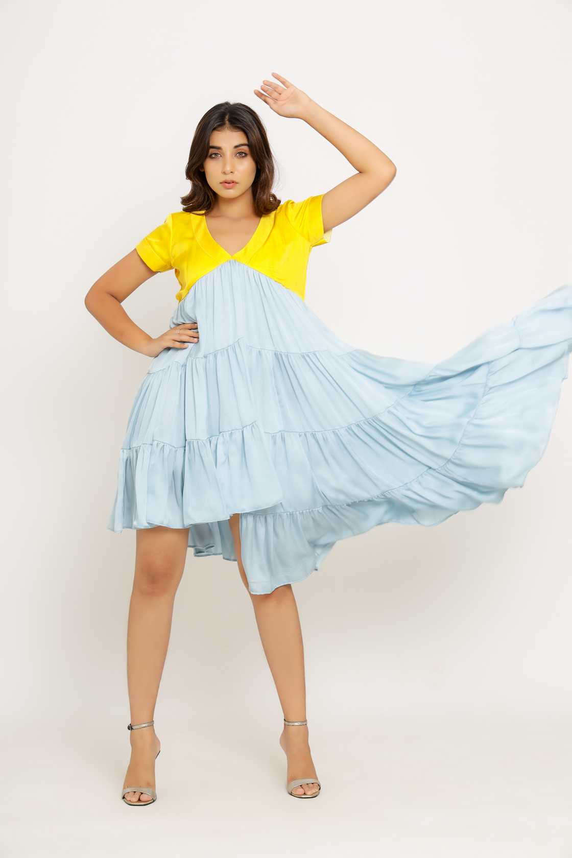 blue asymmetrical dress