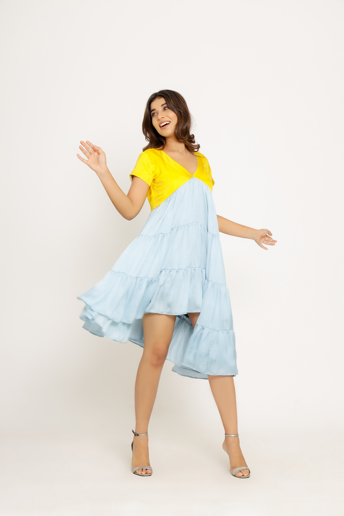 blue asymmetrical dress