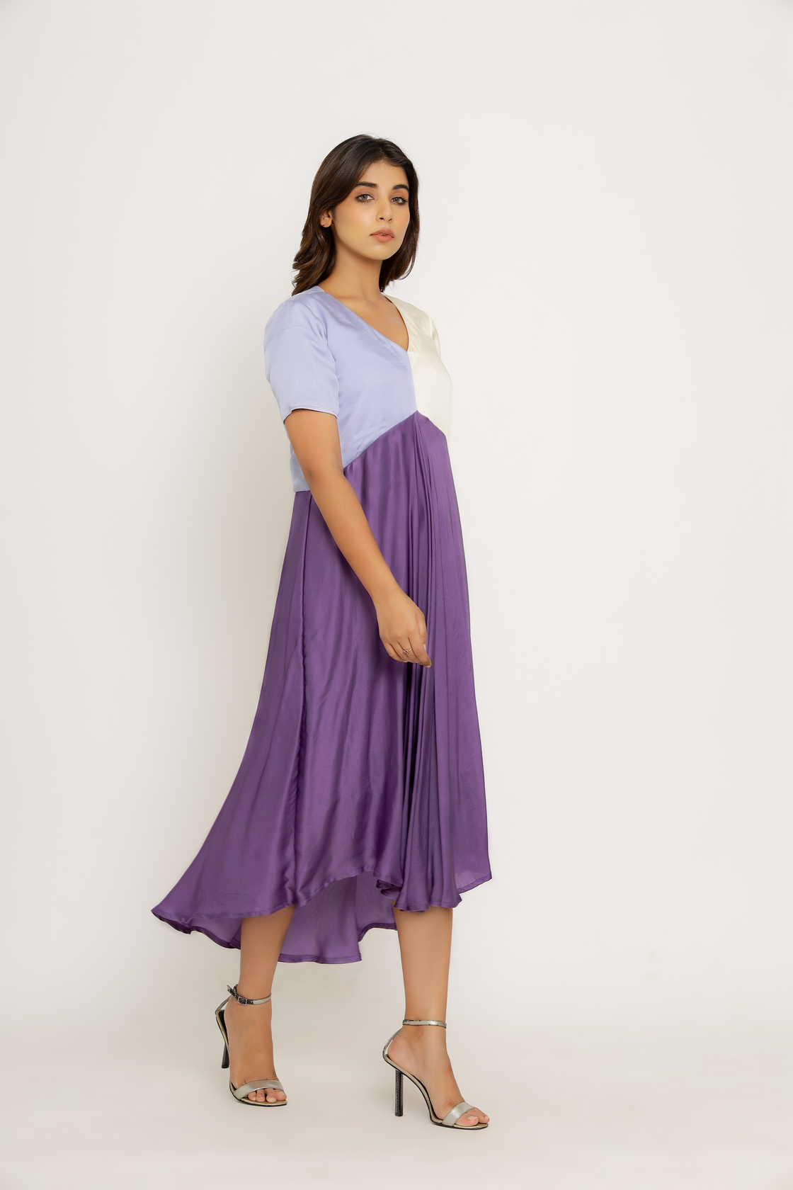 purple midi dress