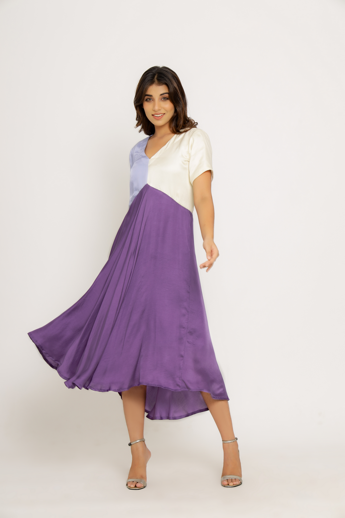 purple midi dress