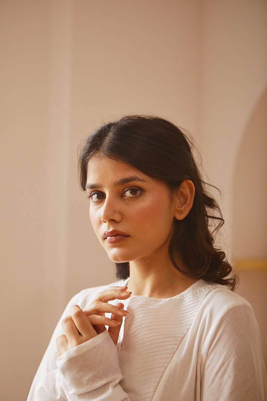 IVORY PINTUCK KURTA SET