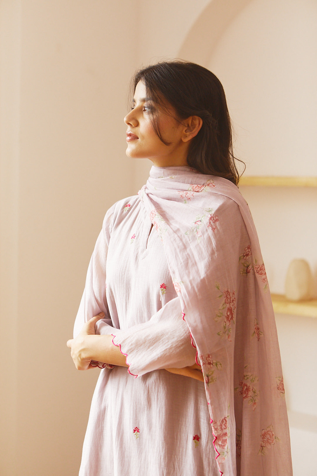 MAUVE COMFORT FIT KURTA SET