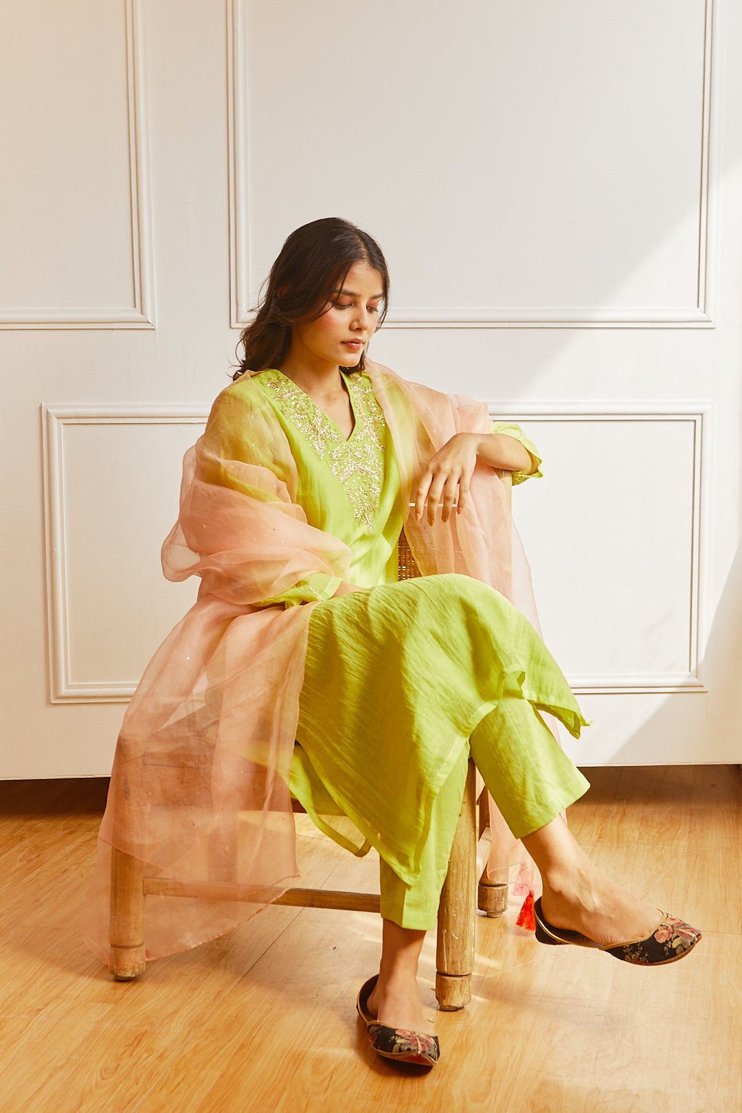 LIME GREEN KURTA SET