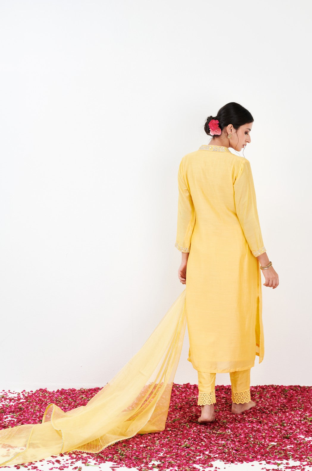 Myrha Yellow Pintuck Kurta set