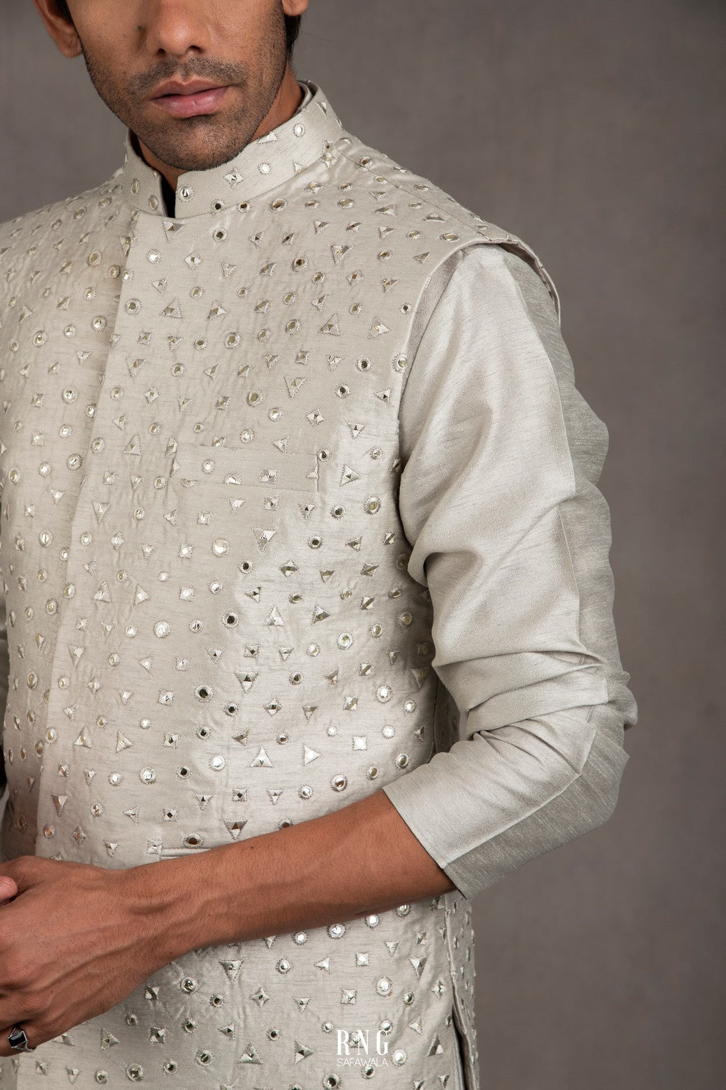 grey kurta with jacket