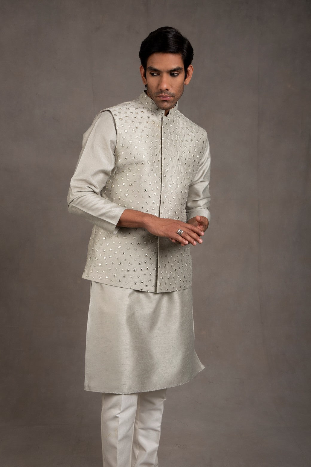 grey kurta with jacket