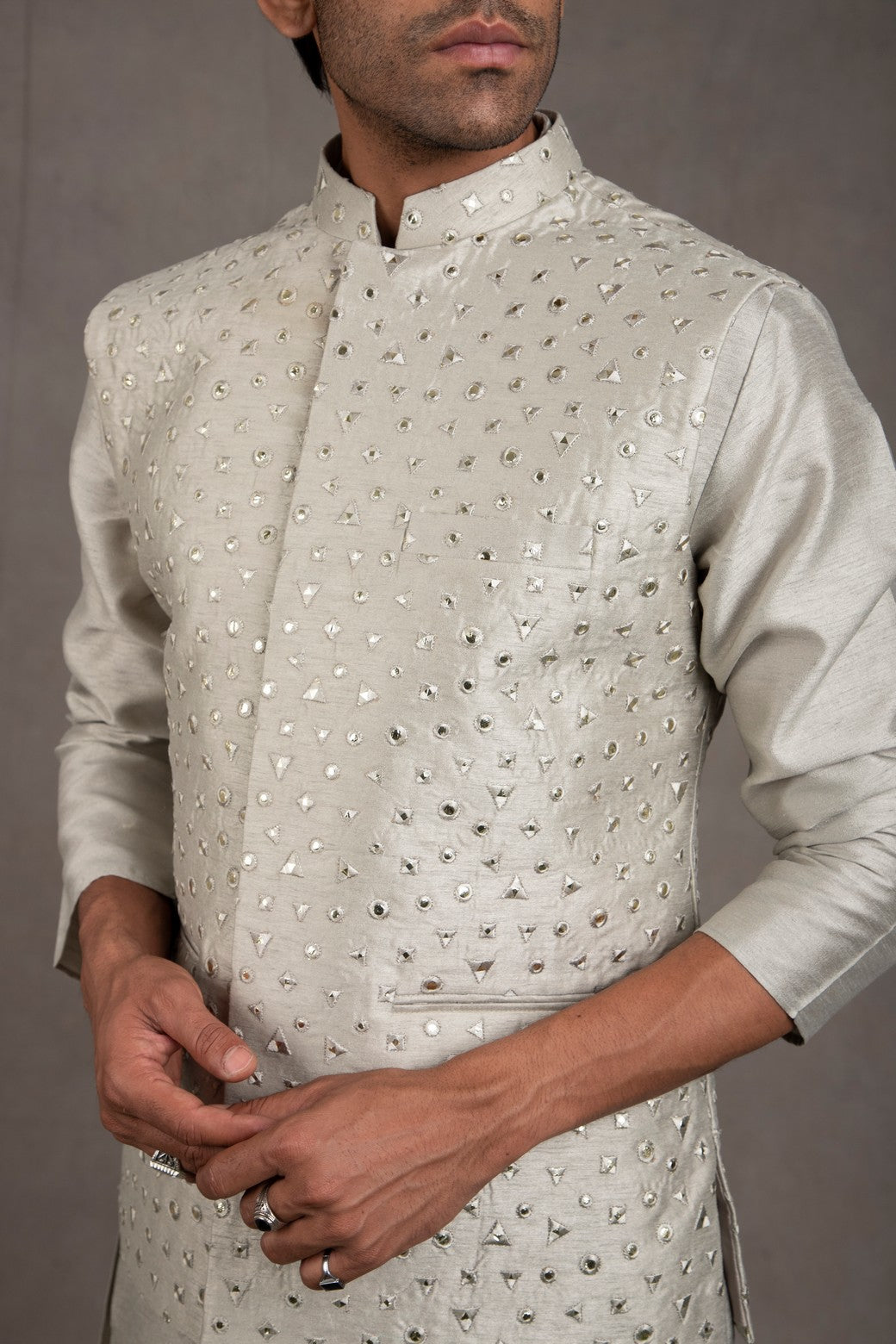 grey kurta with jacket