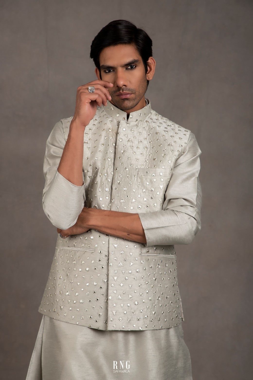 grey kurta with jacket