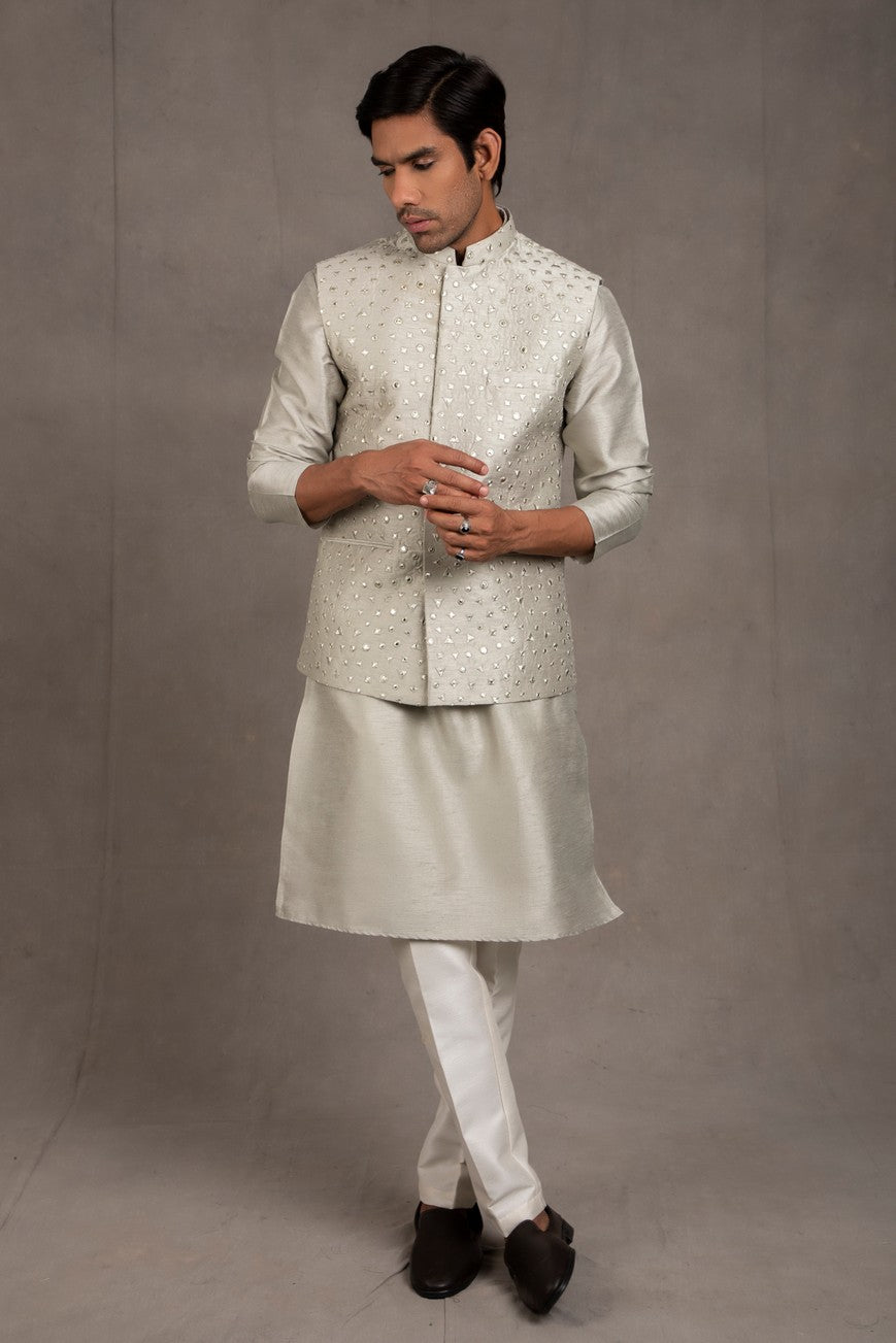 grey kurta with jacket