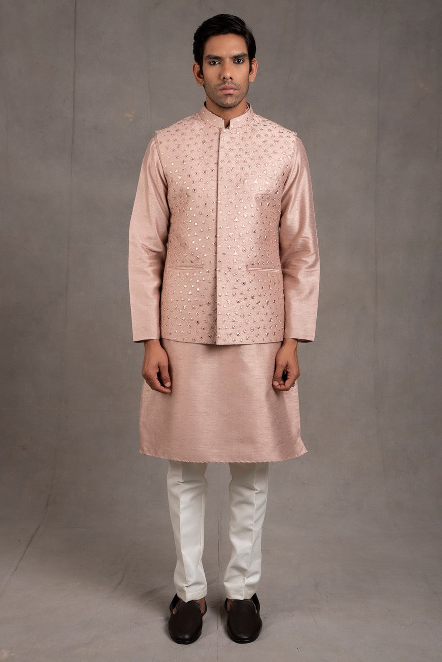 red kurta with jacket