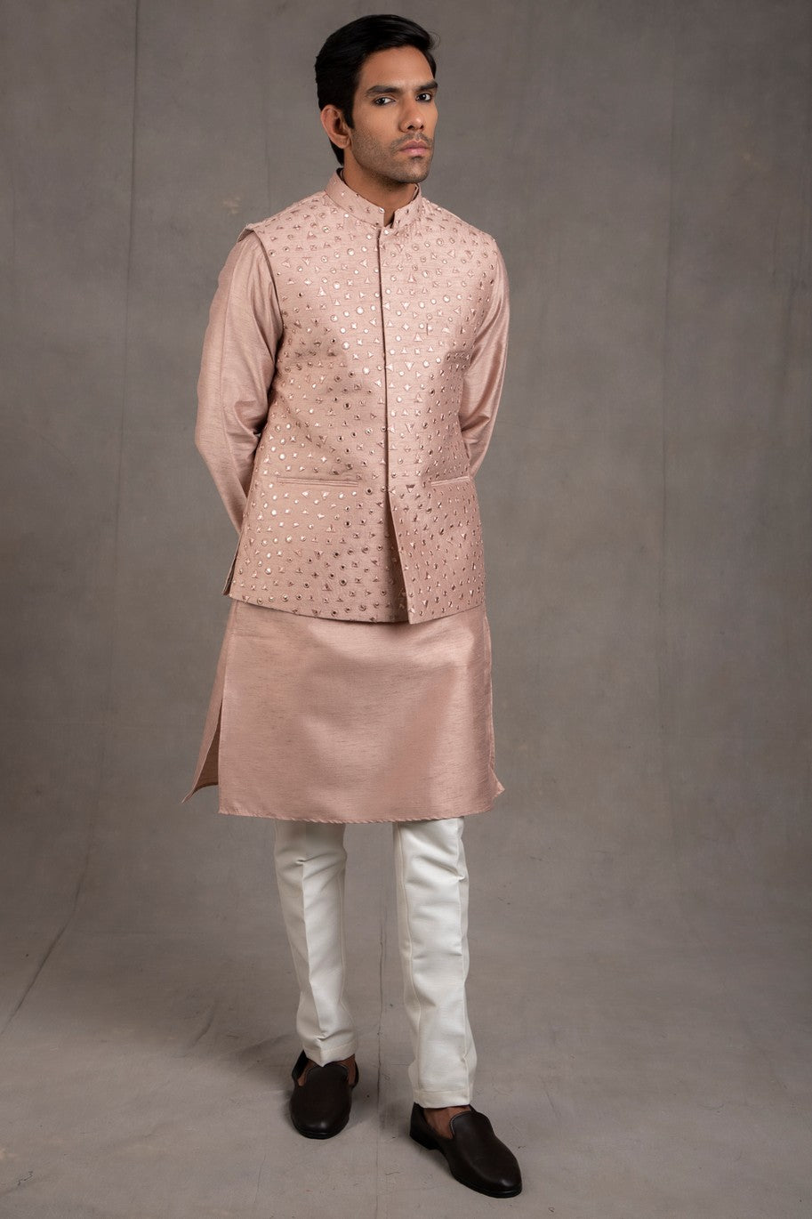 red kurta with jacket