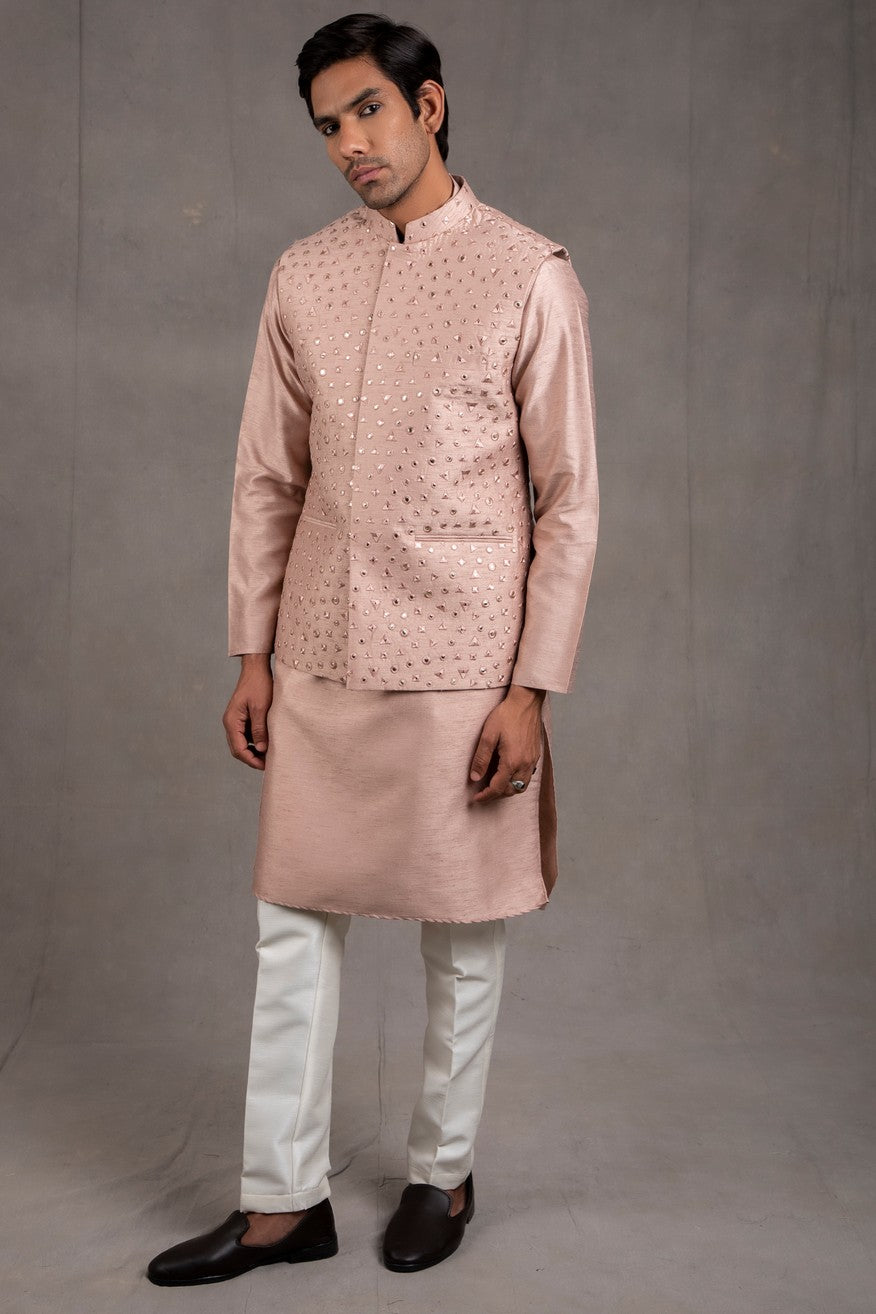 red kurta with jacket