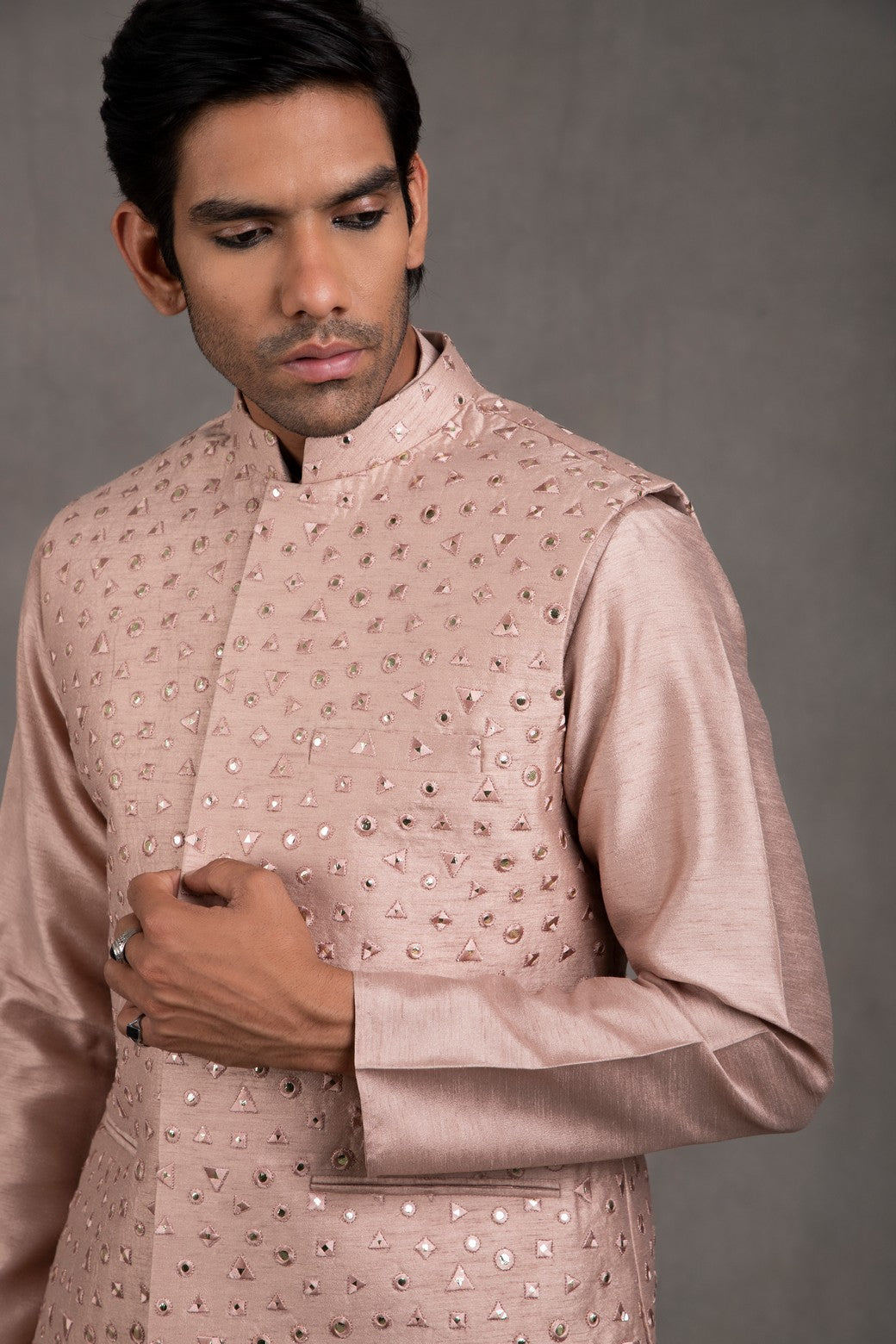 red kurta with jacket