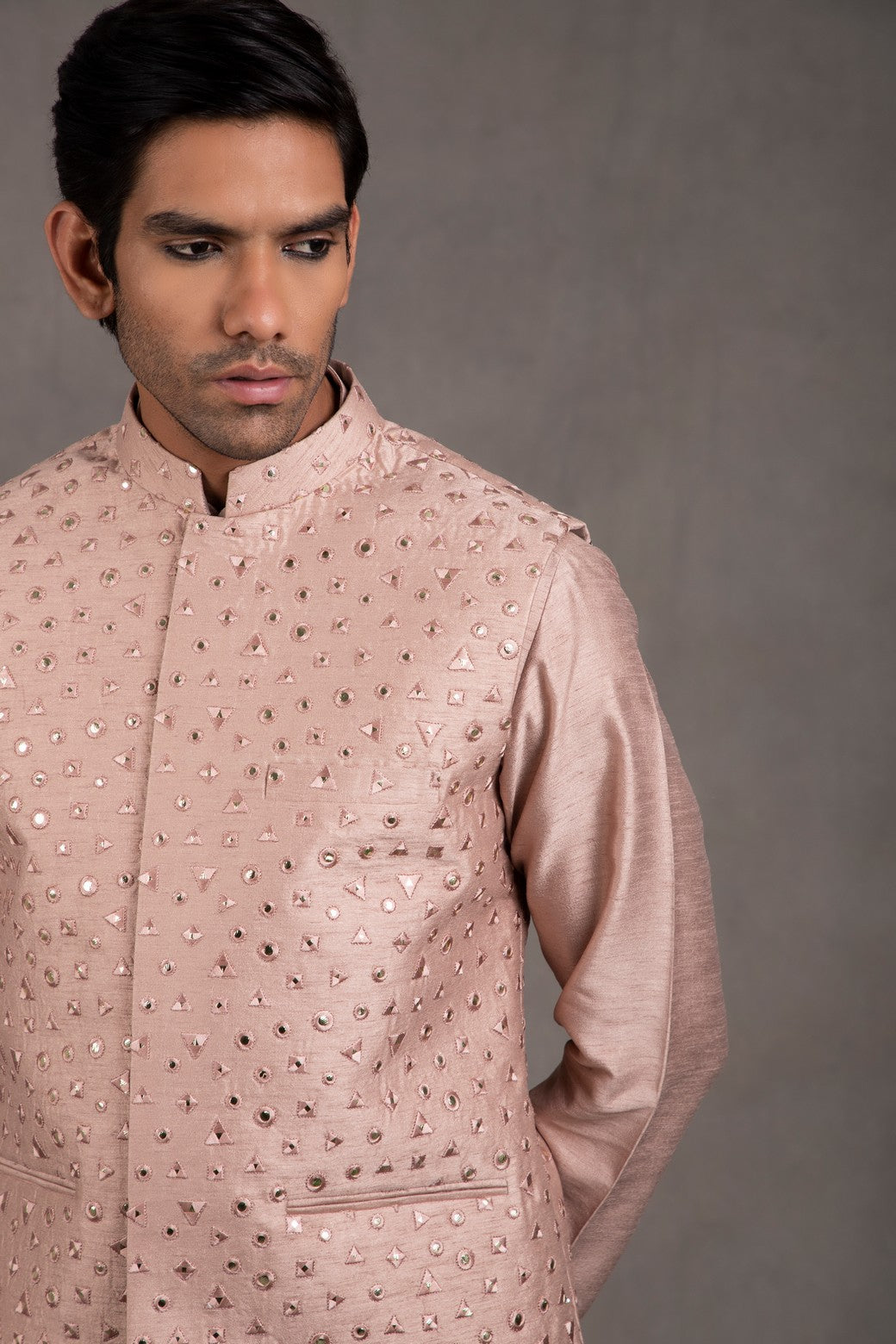 red kurta with jacket