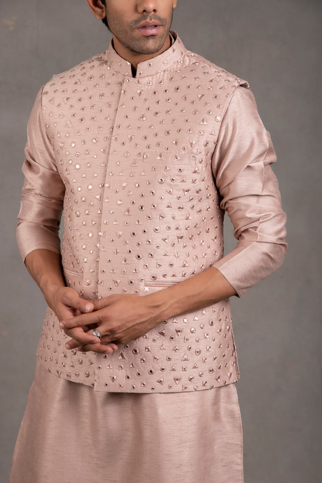 red kurta with jacket