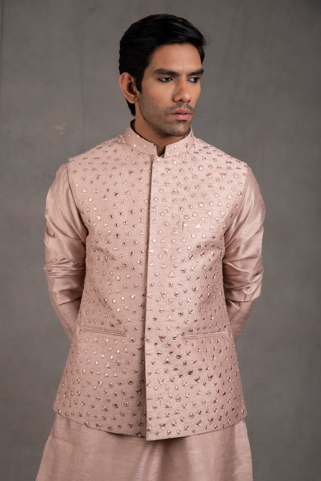 red kurta with jacket