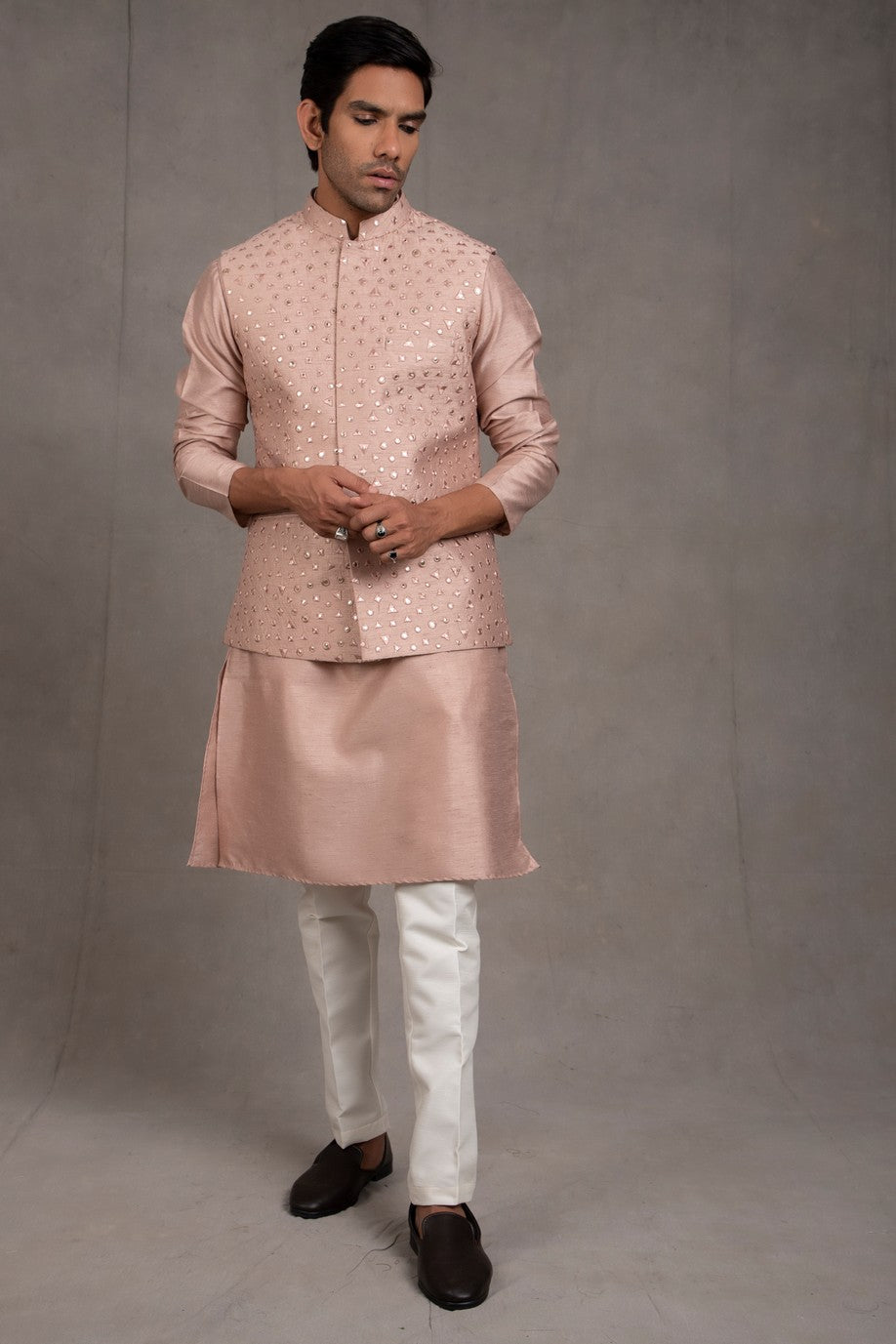 red kurta with jacket