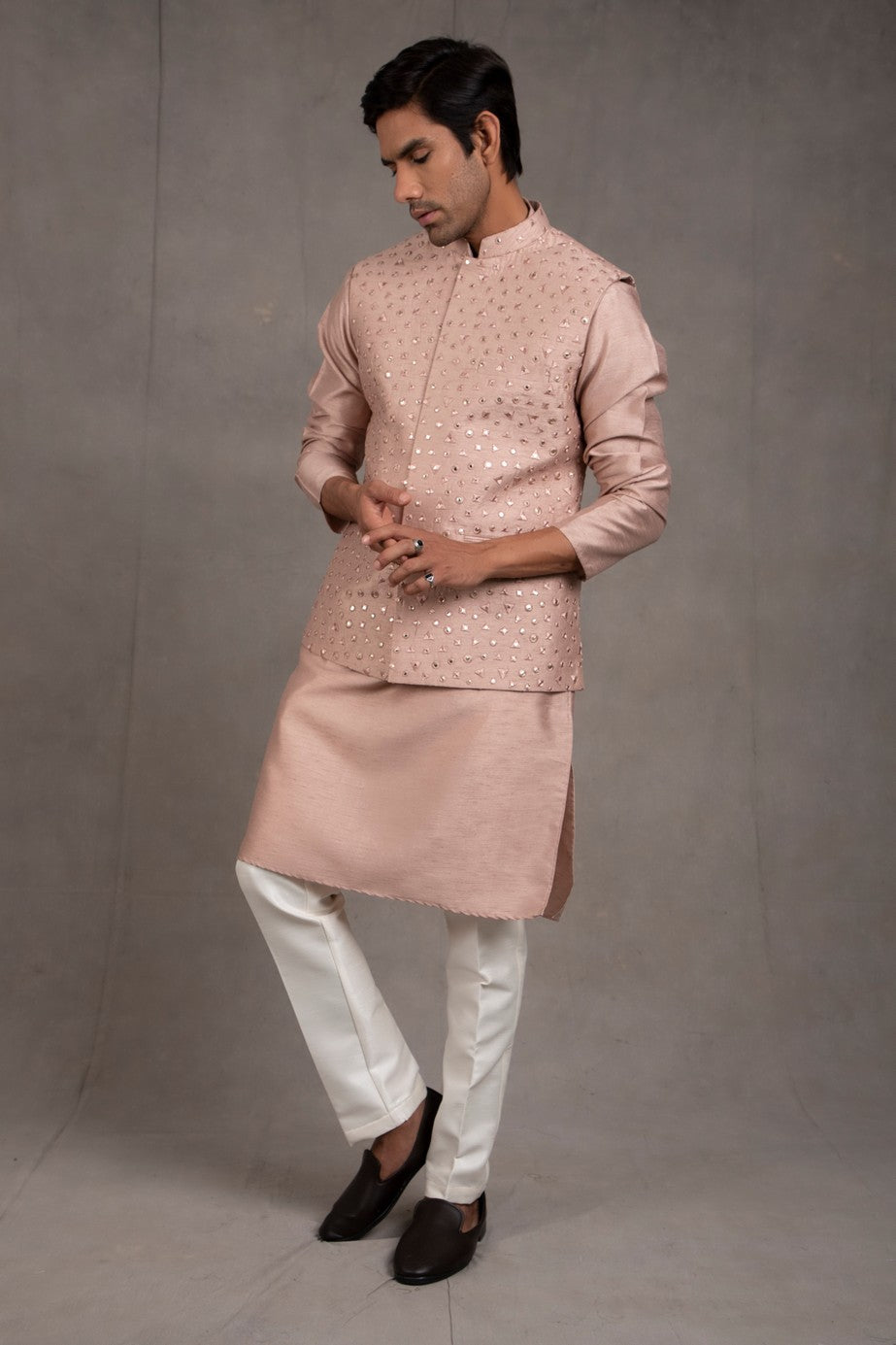 red kurta with jacket