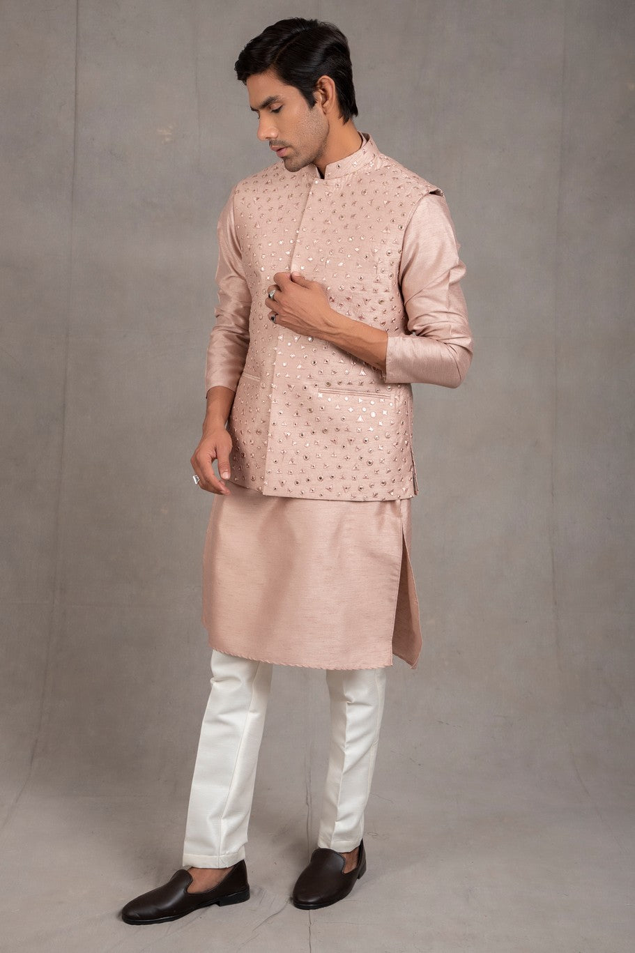 red kurta with jacket