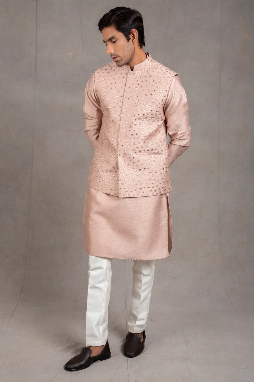 red kurta with jacket