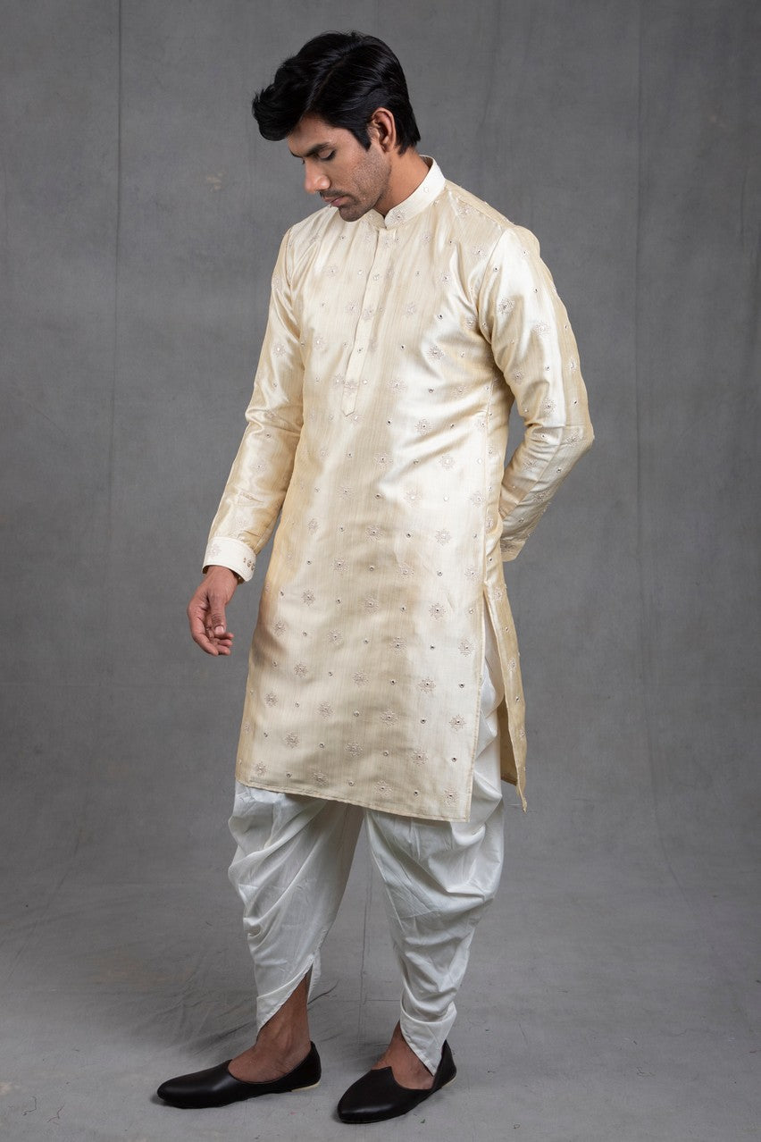 Beige Embroidered Kurta