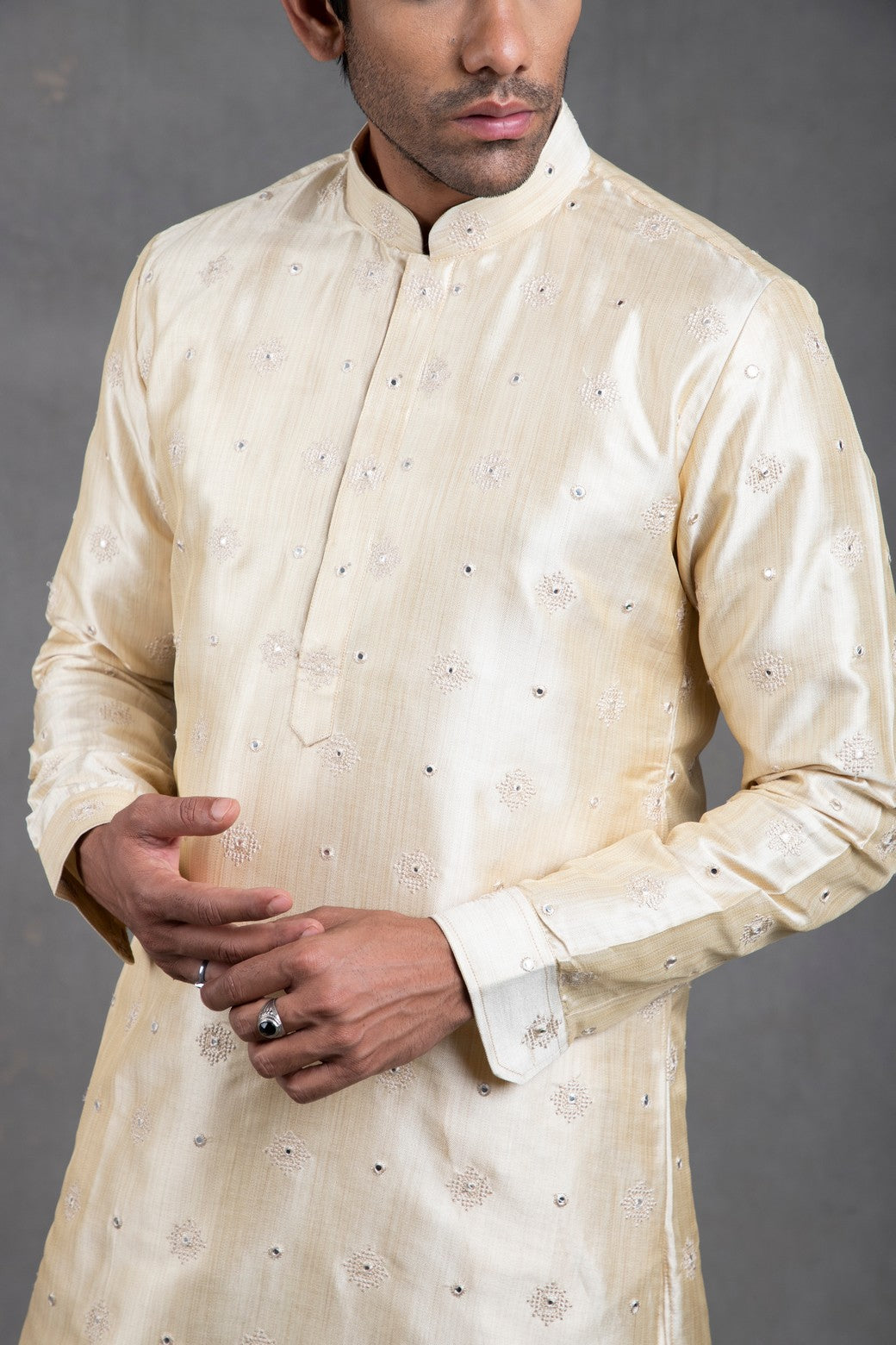Beige Embroidered Kurta