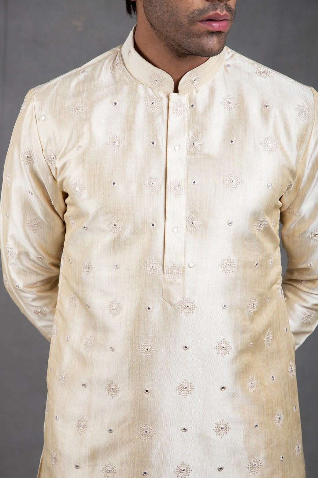 Beige Embroidered Kurta