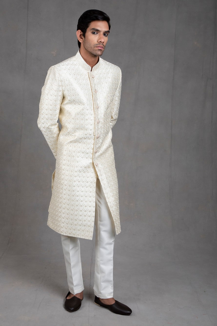 White Embroidered Sherwani