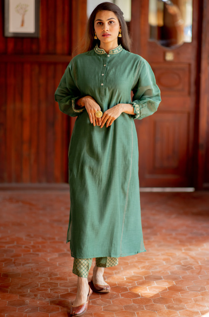 green elegant kurta