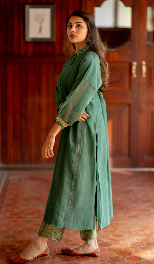 green elegant kurta