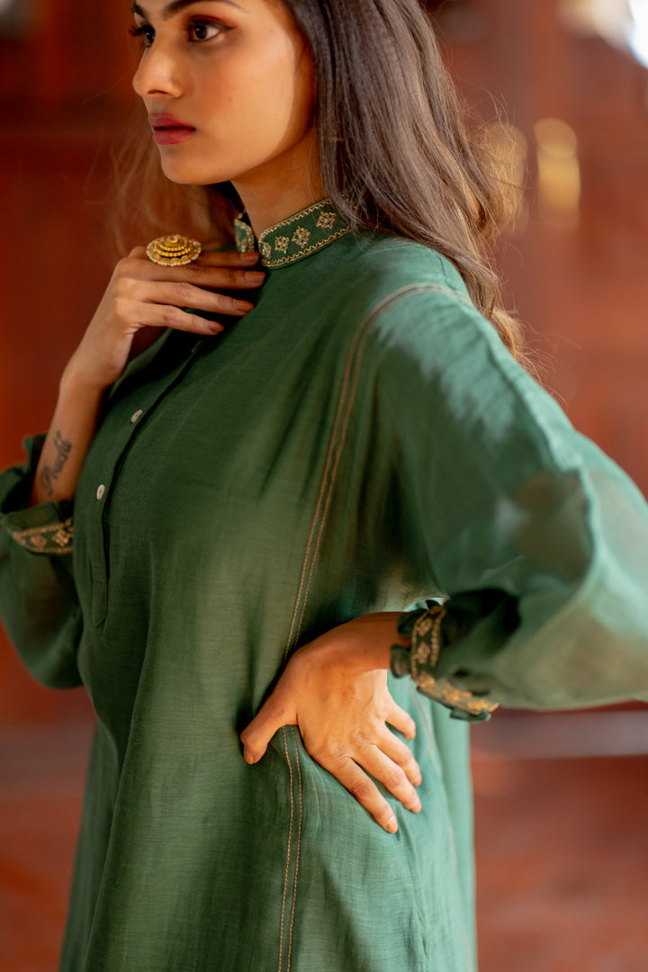 green elegant kurta
