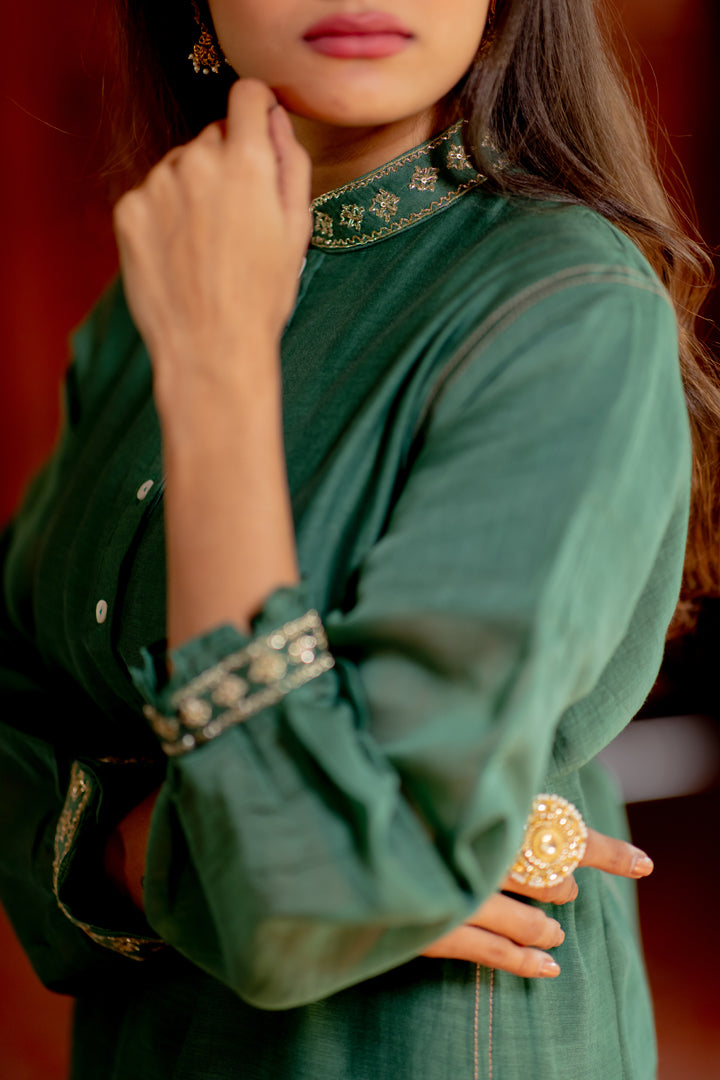 green elegant kurta