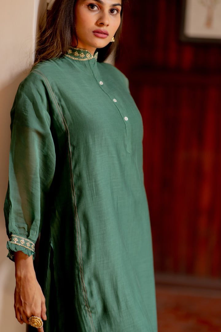 green elegant kurta