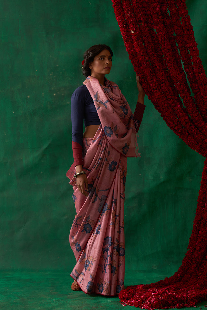 Nayika' Kalamkari Pure Tussar Silk Saree