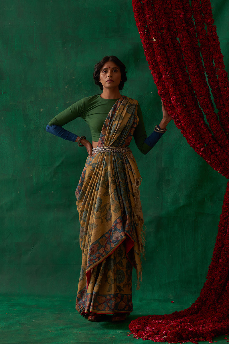 Mohini' Kalamkari Pure Tussar Silk Saree