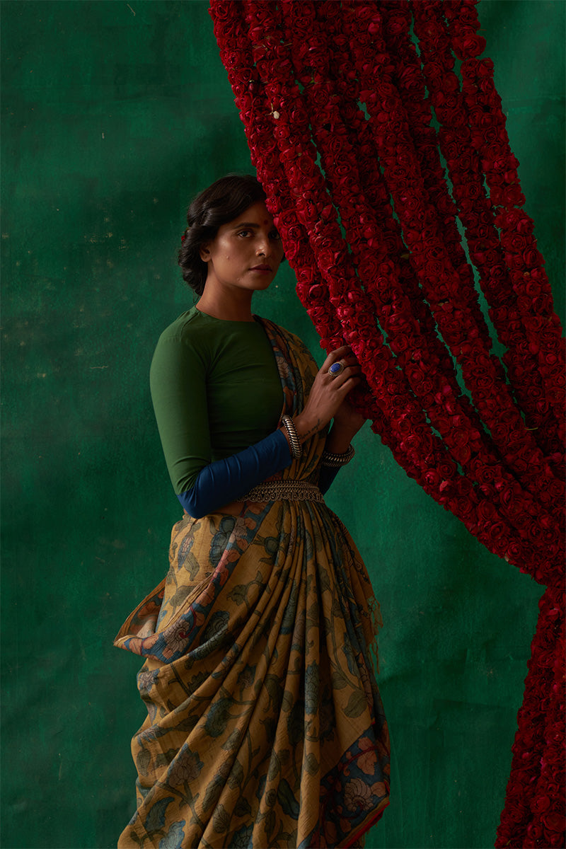 Mohini' Kalamkari Pure Tussar Silk Saree