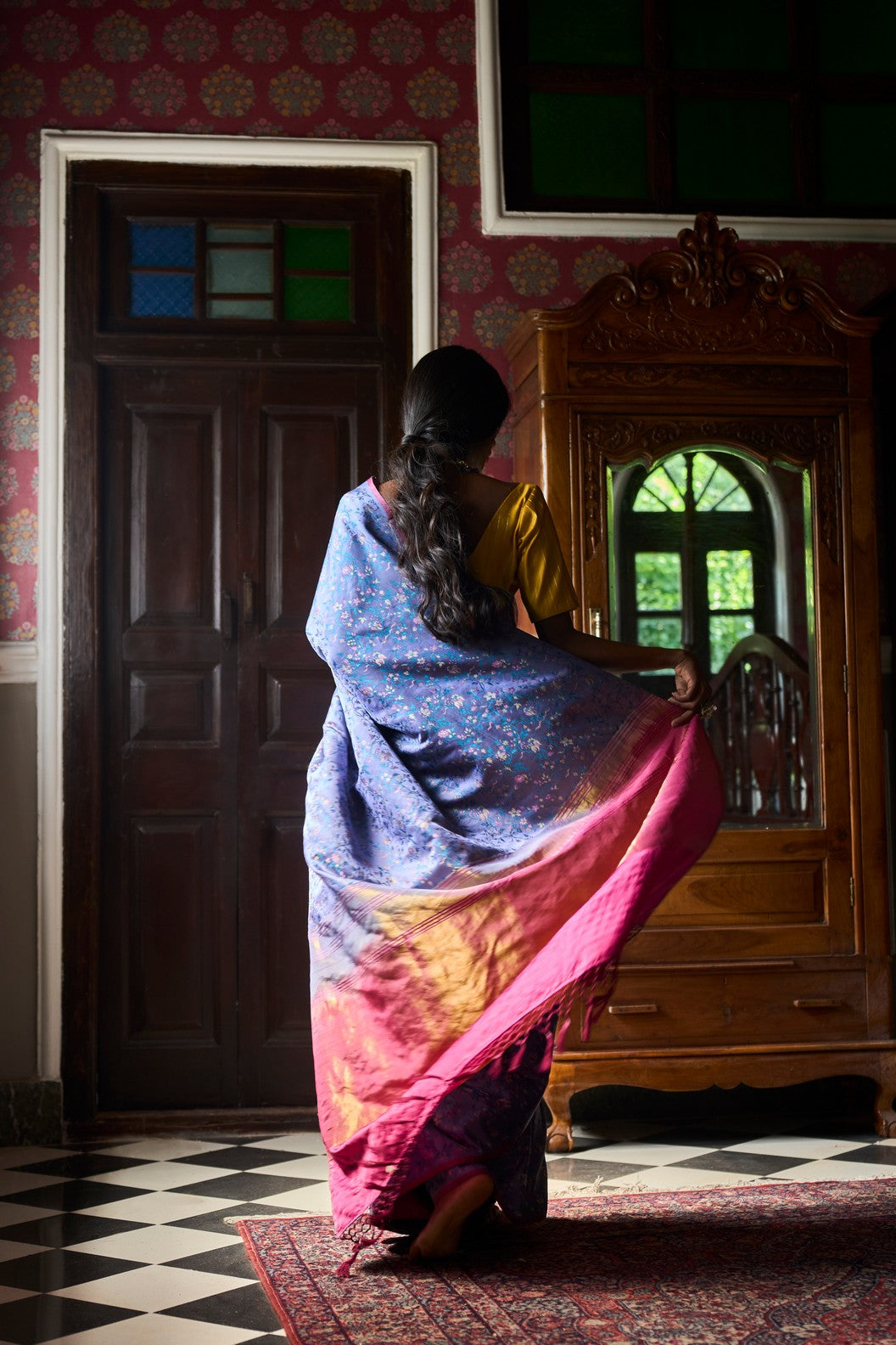 Pushpavali' Neel Tanchoi Zari Pure Silk Benarasi Handloom Sari