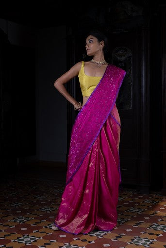 Pushp Rekha' Rani Tanchoi Zari Pure Silk Benarasi Handloom Sari