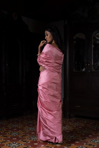 Gulabi Anchal' Gulabi Geometric Zari Pure Silk Benarasi Handloon Sari