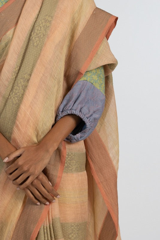 JAYA' Linen Handloom Sari unstitched blouse