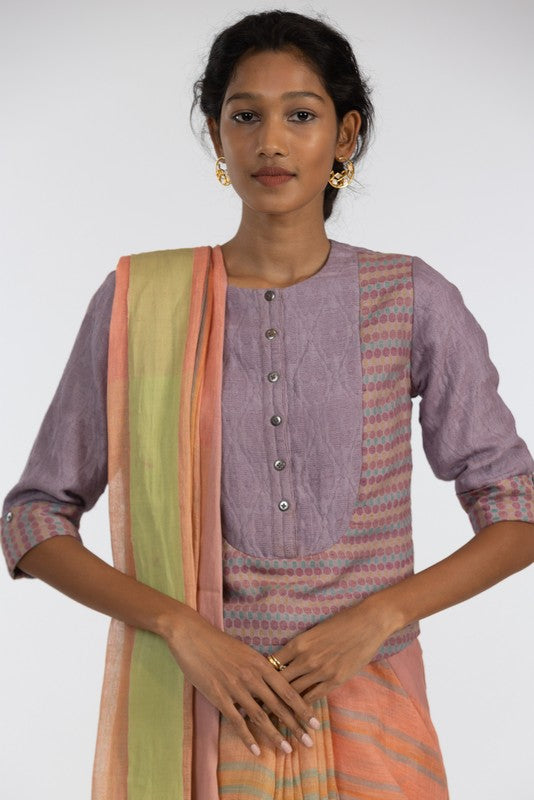 DEEP' Linen Handloom Sari unstitched blouse