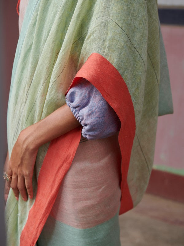 SHALINI' Linen Handloom Sari unstitched blouse