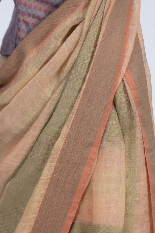 PRAMILA' Linen Handloom Sari unstitched blouse